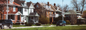 Row of houses in Detroit Neighborhood