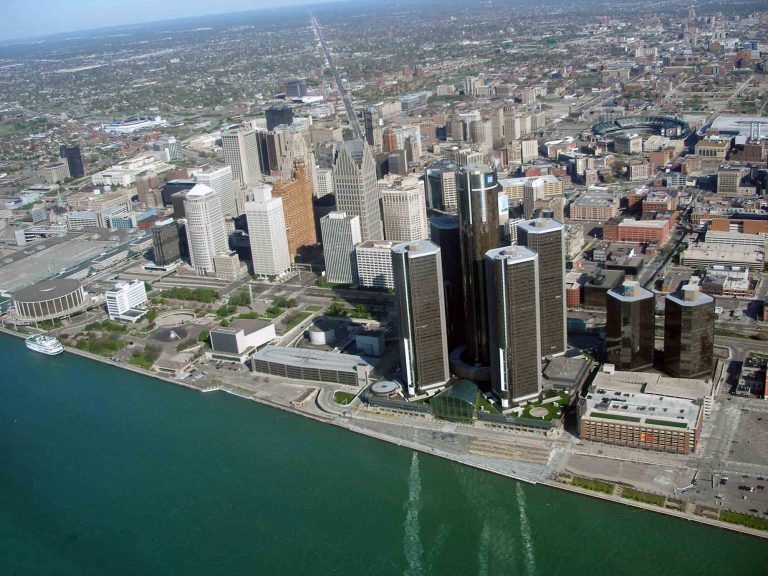 Aerial view of Detroit Riverfront
